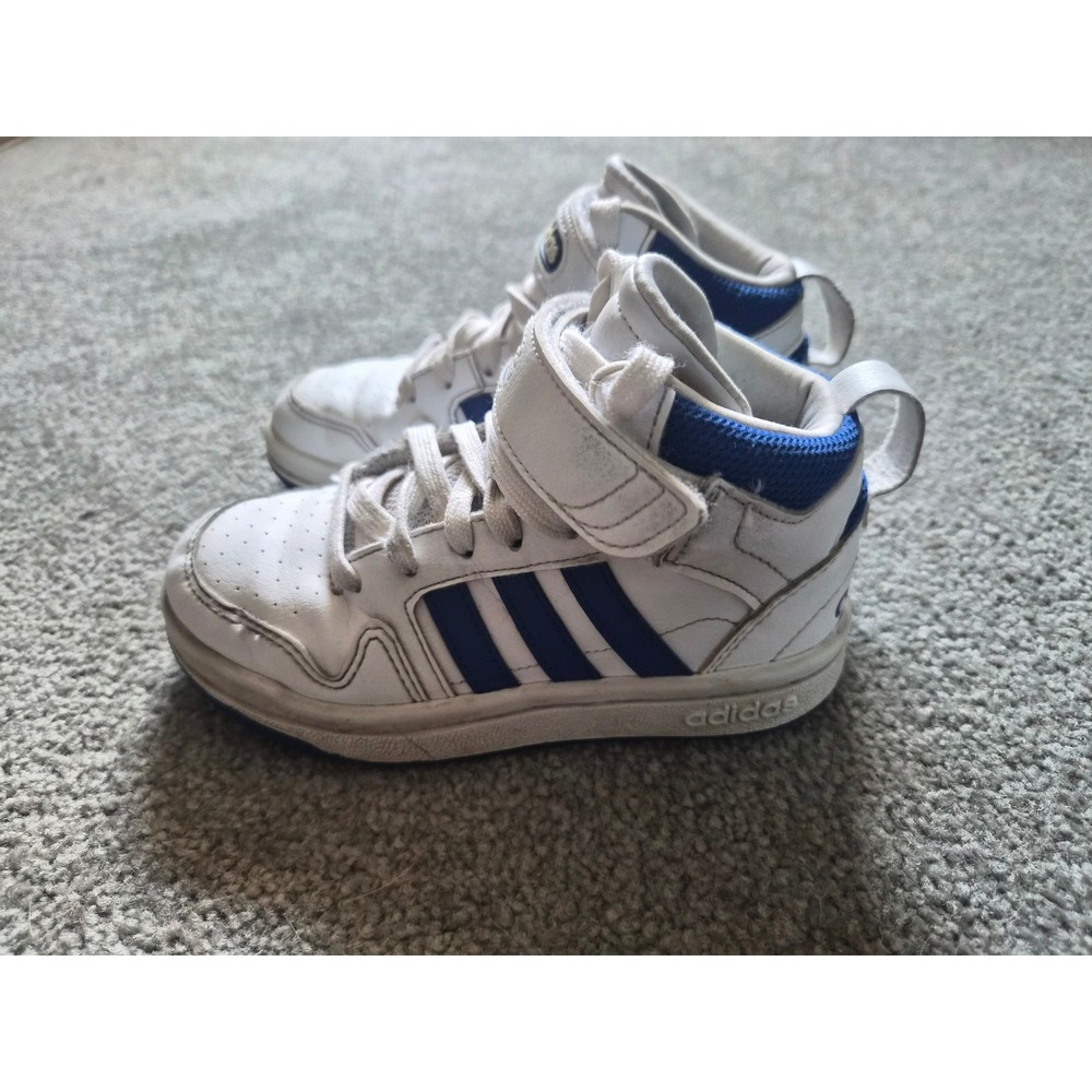 Adidas Hoops 2.0 Mid Kids White Royal Blue Sneakers GW0456 Size 11K
